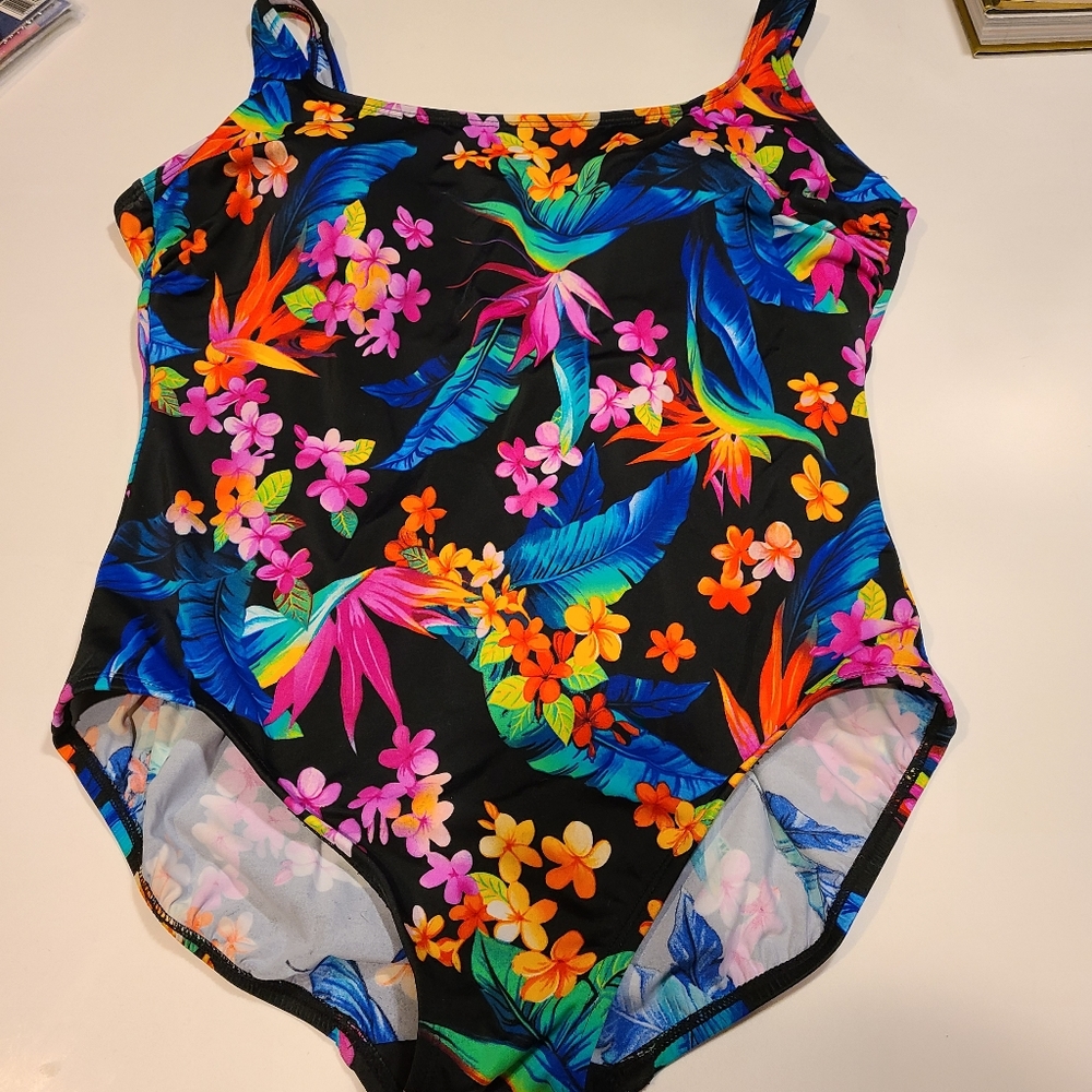 Studio Works Floral One Piece Swimsuit in Size 16